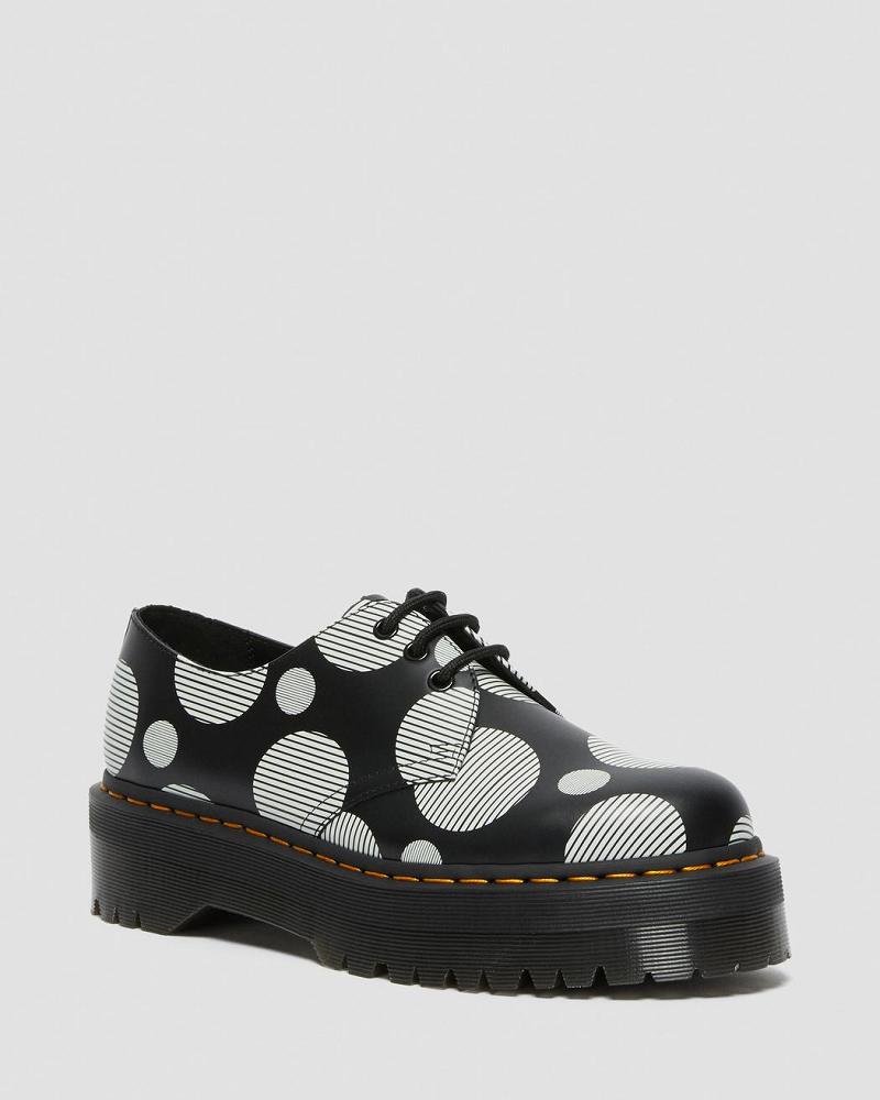 Dr Martens 1461 Polka Dot Smooth Lær Platform Sko Dame Svarte | Norge 409ZUT